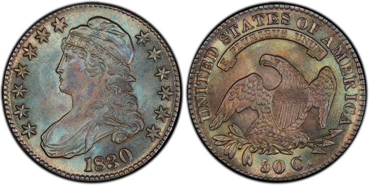 1830 Capped Bust Half Dollar. O-123. Large 0. MS-66+ (PCGS).